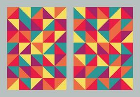 Abstract geometric pattern background. Bauhaus art style colorful. Triangle and square shape. Design for print, cover, poster, flyer, banner, wall, brochure, card. Vector illustration.