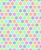 Pastel colorful six-pointed star. Overlapping white hexagon shapes. Seamless abstract background pattern. Texture design for vector illustration.