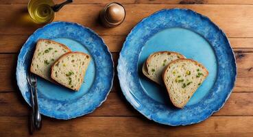 Bread on a beautiful plate. . photo