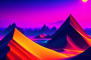 Radiant Peaks A Trek Through the Neon Mountain Range. photo
