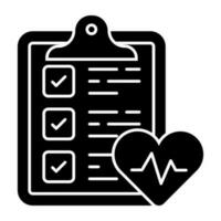 A solid design icon of ecg report vector