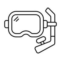 Oxygen pipe with goggles, icon of snorkeling mask vector