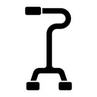 Walking stick icon, solid design of crutch vector