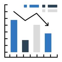 A flat design, icon of loss chart vector