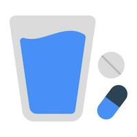 Conceptual flat design icon of taking medicine vector