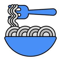 A yummy icon of noodles bowl vector
