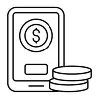 Dollar inside smartphone, icon of mobile money vector