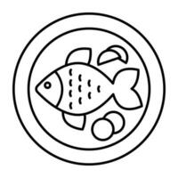 A linear design icon of fish vector