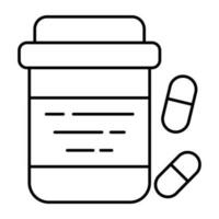 un icono de diseño único de botella de pastillas vector