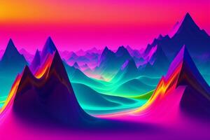 Glowing Peaks A Neon Mountain Adventure. photo
