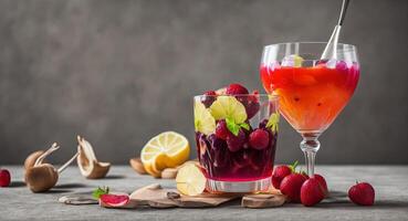 Jelly in glasses with a beautiful design. AI generation. photo
