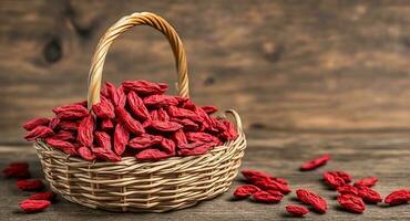 Goji berry in a beautiful basket. ai generation photo