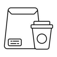 An editable design icon of takeaway food vector