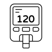 Sugar test machine icon, linear design of glucometer vector