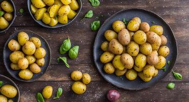 potatoes on a beautiful plate. . photo