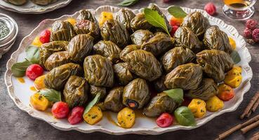 dolma on a beautiful plate. . photo