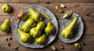pear on a beautiful plate. . photo