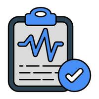 un plano diseño icono de ecg reporte vector