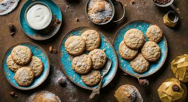 coconut cookies on a beautiful plate. ai generation photo