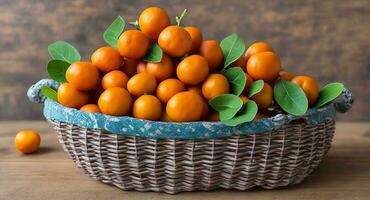 Kumquat in a beautiful basket. ai generation photo