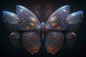 Beautiful butterfly with shiny and double wings. ai generation photo