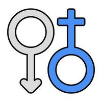 Editable design icon of female and male gender vector