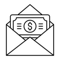 Money envelope icon in linear design vector