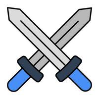 Battle tool concept icon, vector design of crossswords