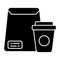 An editable design icon of takeaway food vector