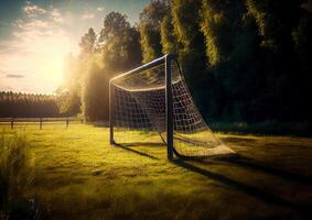 fútbol americano objetivo en el yarda para Niños de escuela. ai generado foto