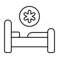 An linear design icon of hospital bed vector