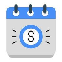 Icon of money with calendar, flat design of payment day vector