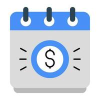 Icon of money with calendar, flat design of payment day vector