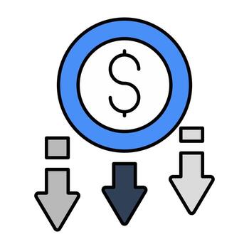 Modern design icon of dollar value decrease vector