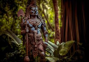 indonesian statue in the green jungle. photo