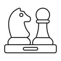 Strategy game icon, linear design of checkmates vector