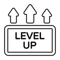 A linear design icon of mobile game level up vector