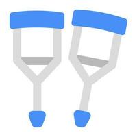 Walking stick icon, flat design of crutches vector