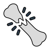 A flat design icon of broken bone vector