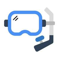 Oxygen pipe with goggles, icon of snorkeling mask vector