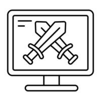 A linear design, icon of online swords vector
