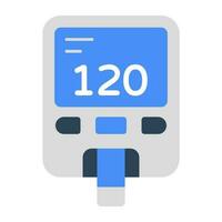 Sugar test machine icon, flat design of glucometer vector
