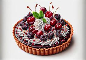 delicious berry dessert pie watercolor. photo