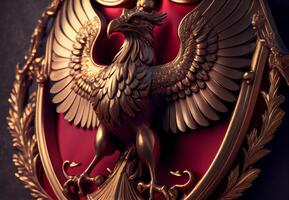 golden coat of arms eagle. state symbol. photo