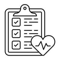 A linear design icon of ecg report vector