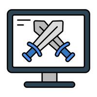 A flat design, icon of online swords vector