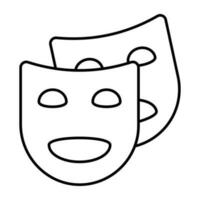 Happy faces mask, theater masks icon vector