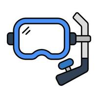 Oxygen pipe with goggles, icon of snorkeling mask vector