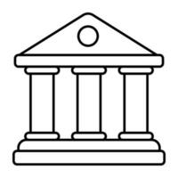 A linear design icon of bank building vector