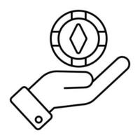 A linear design icon of casino token vector